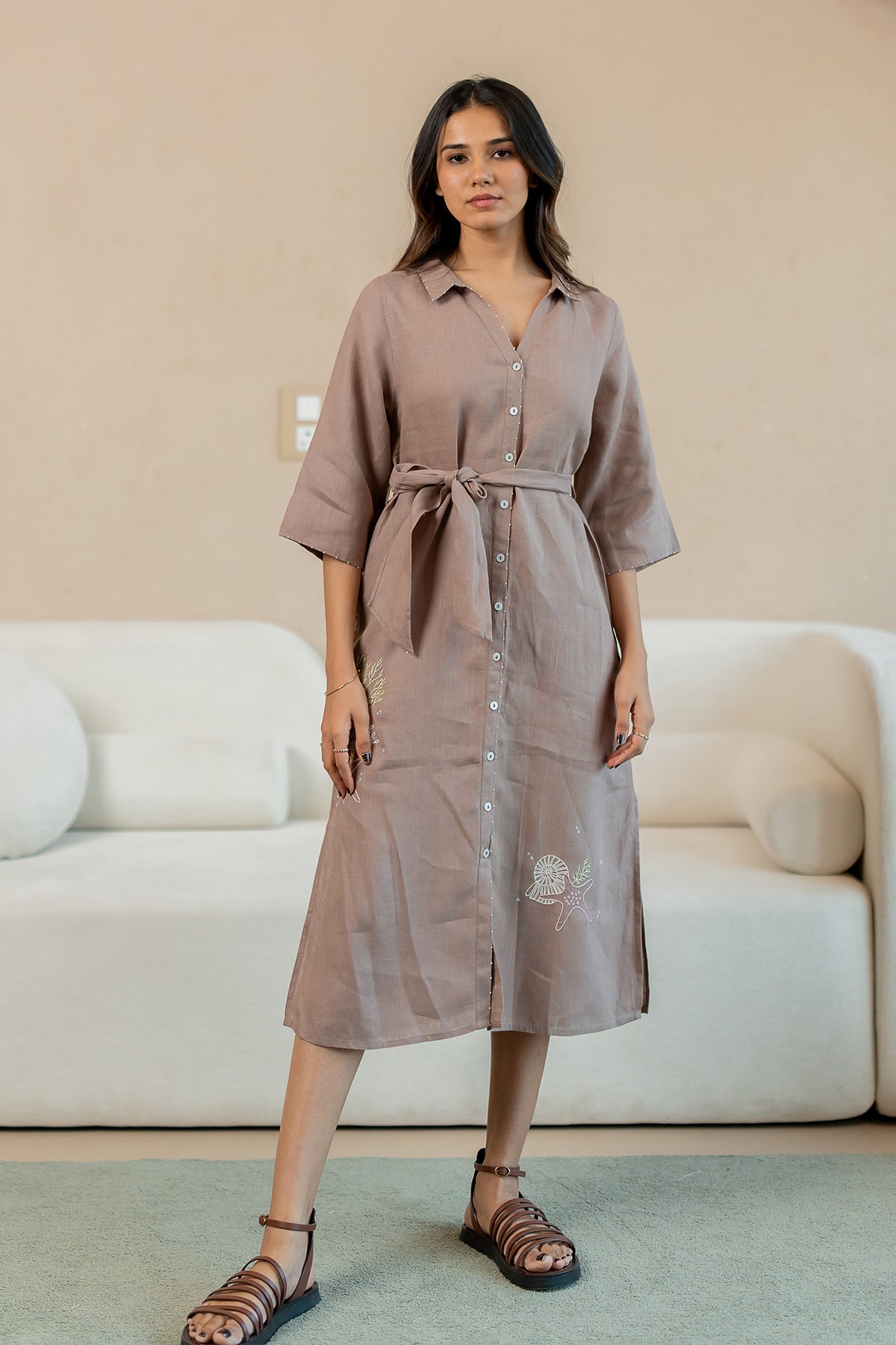 Yavie-Linen-Long-dress-with-Pockets-Mud-5