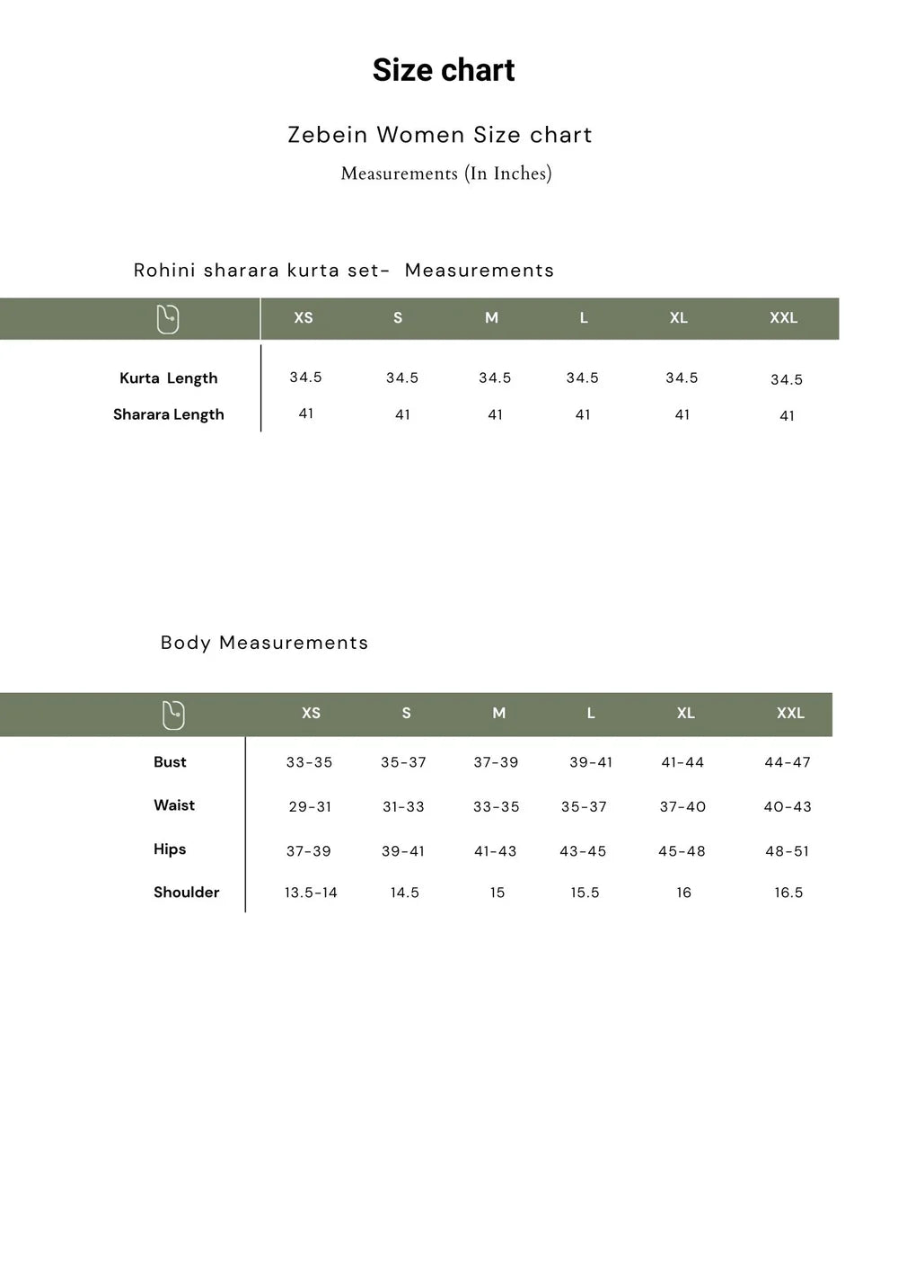Size Chart 1