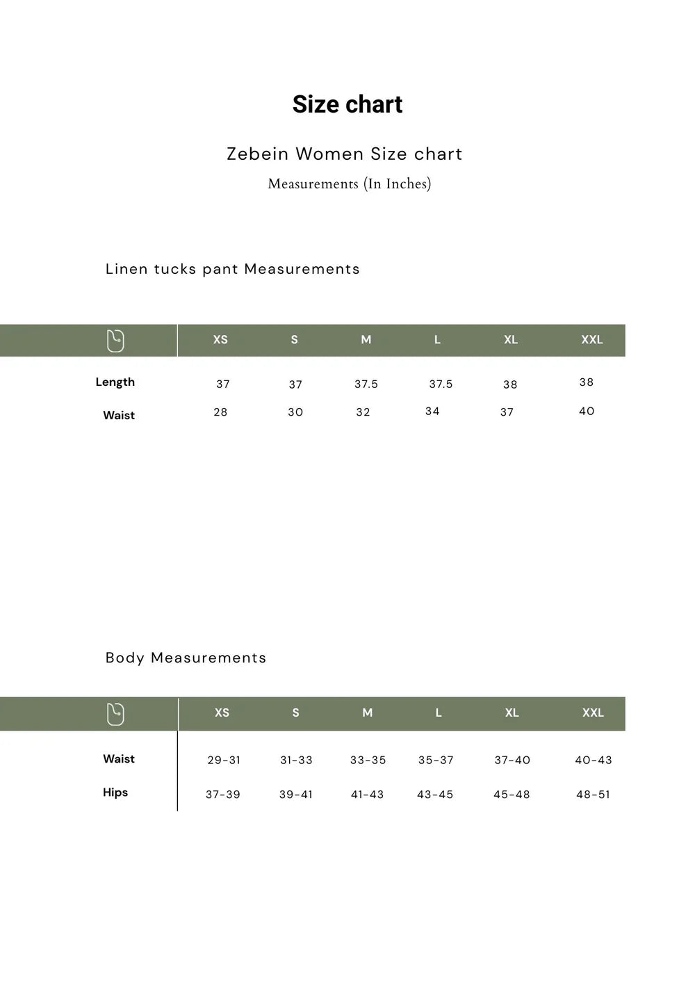 Size Chart 1