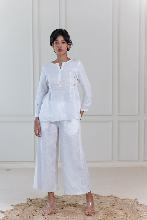 ACACIA LINEN TOP - White