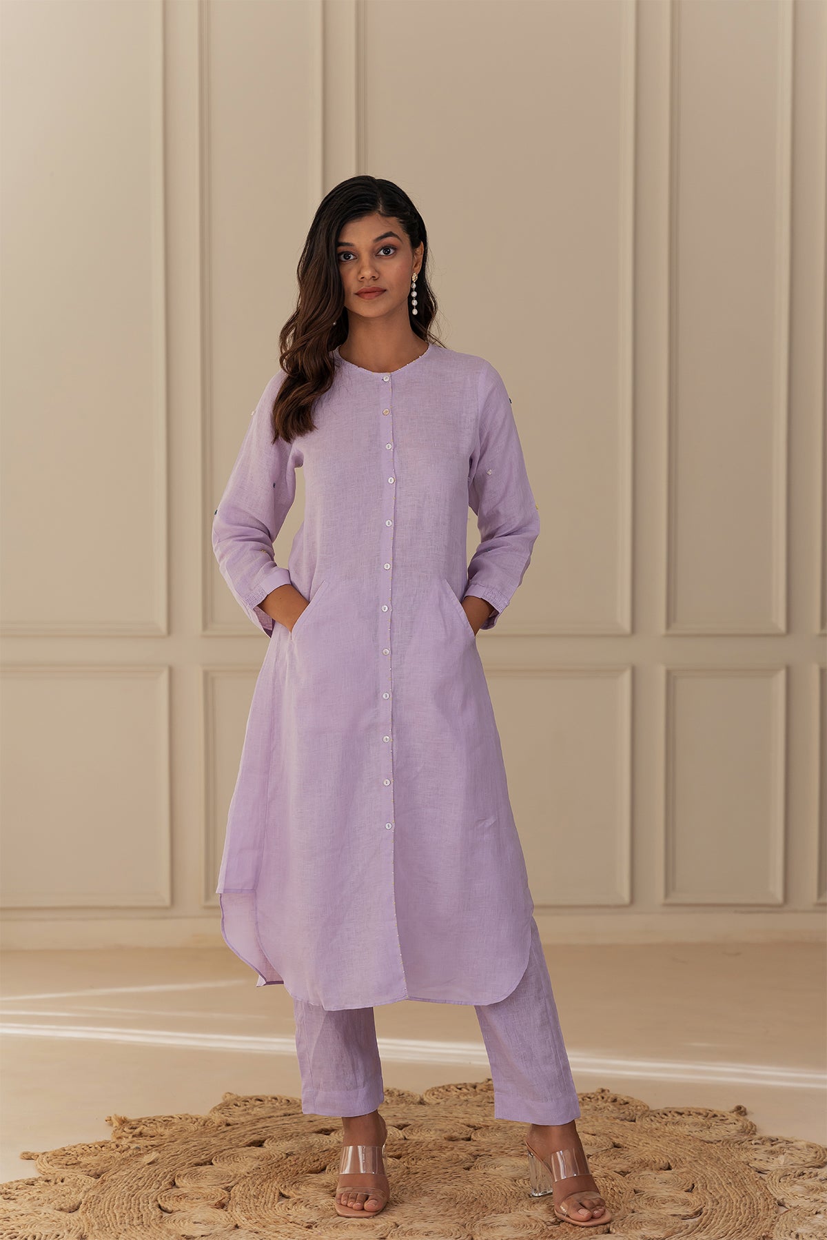 OLIVIA LINEN KURTA - Lilac