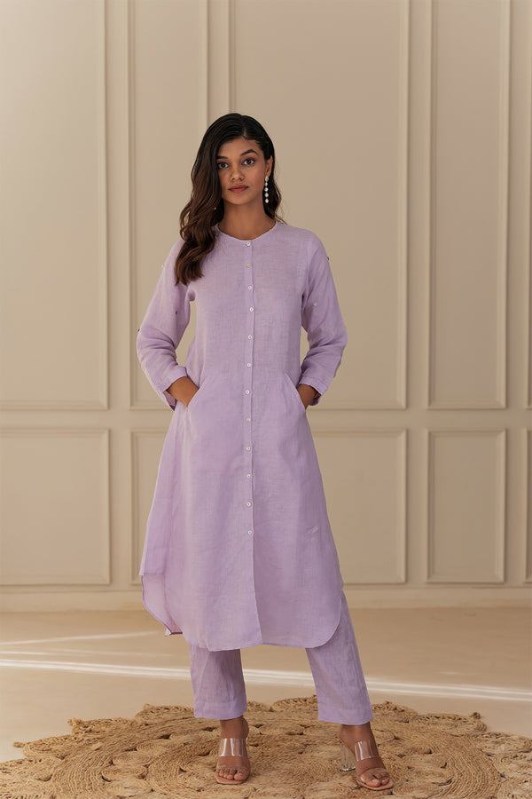 OLIVIA LINEN KURTA - Lilac