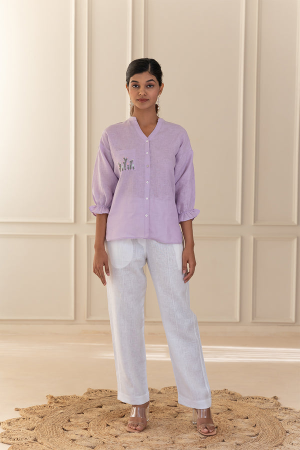 EMMA LINEN SHIRT - Lilac