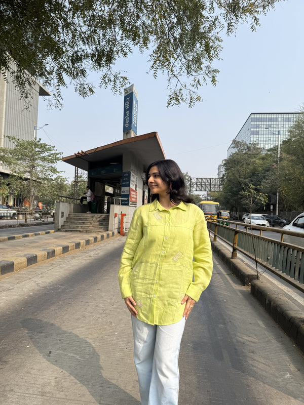 Stamp Sandra Shirt -Lime Green