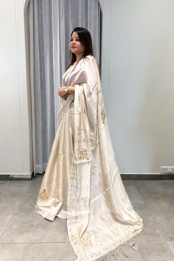 Chandrika Tissue Silk Saree - off white