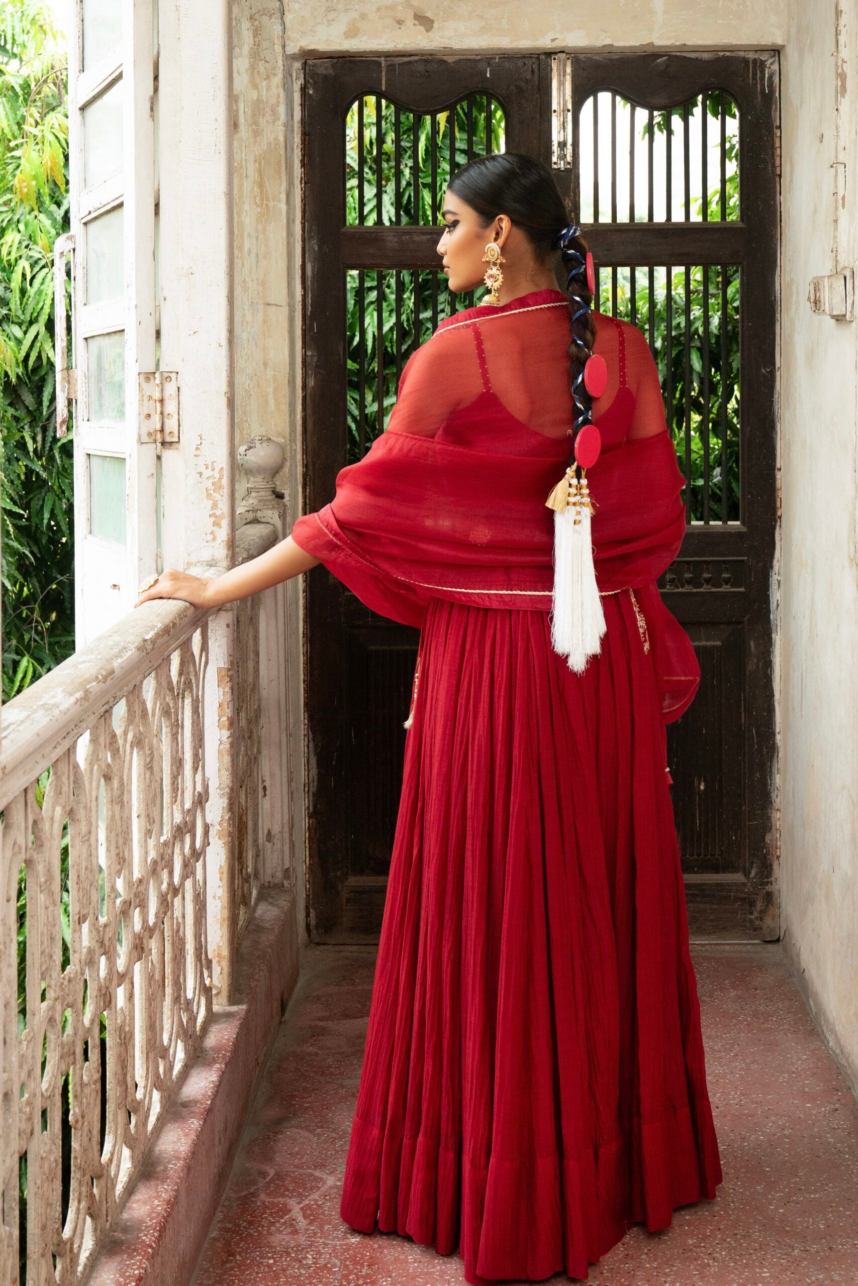 Ghoomar Lehenga - sindhoori Laal