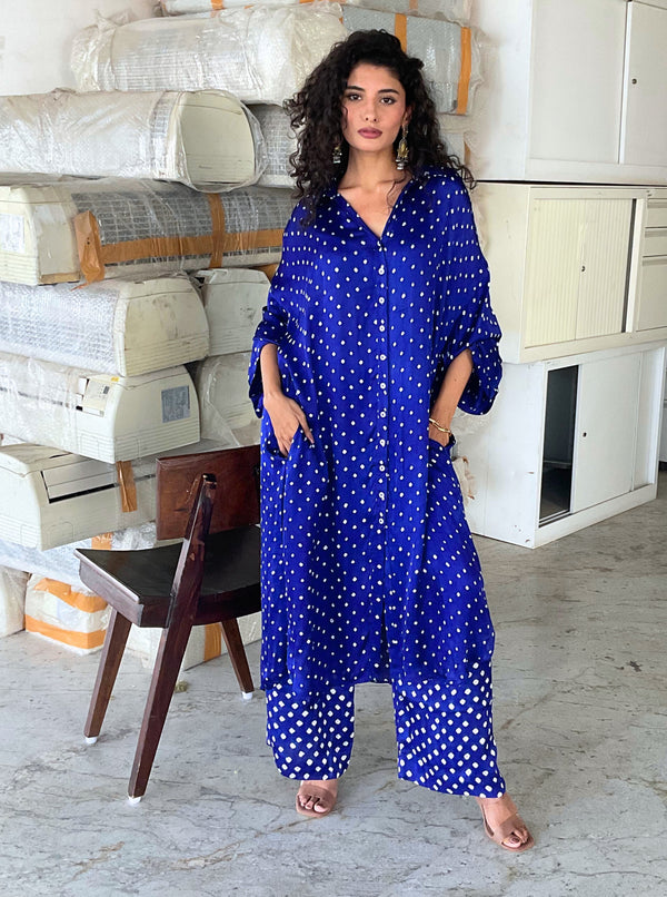Blue Bandhani Kurta Set
