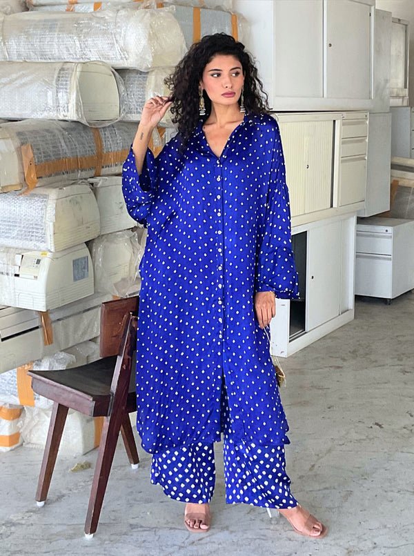 Blue Bandhani Kurta Set