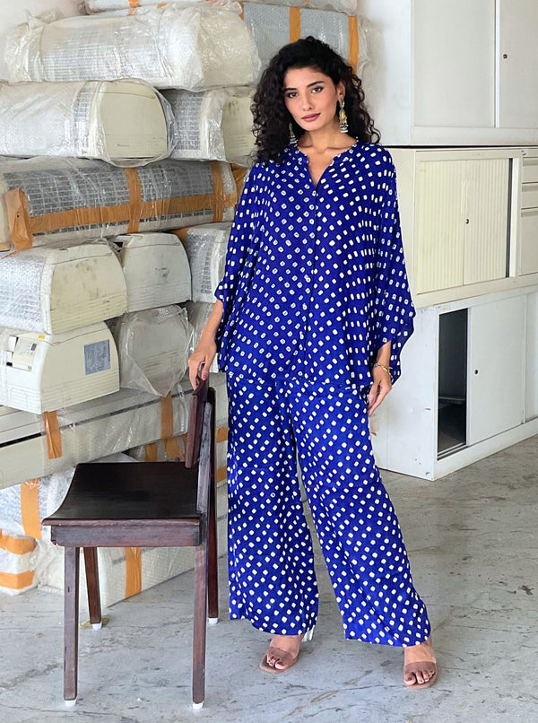 Blue bandhani Shirt & pant set