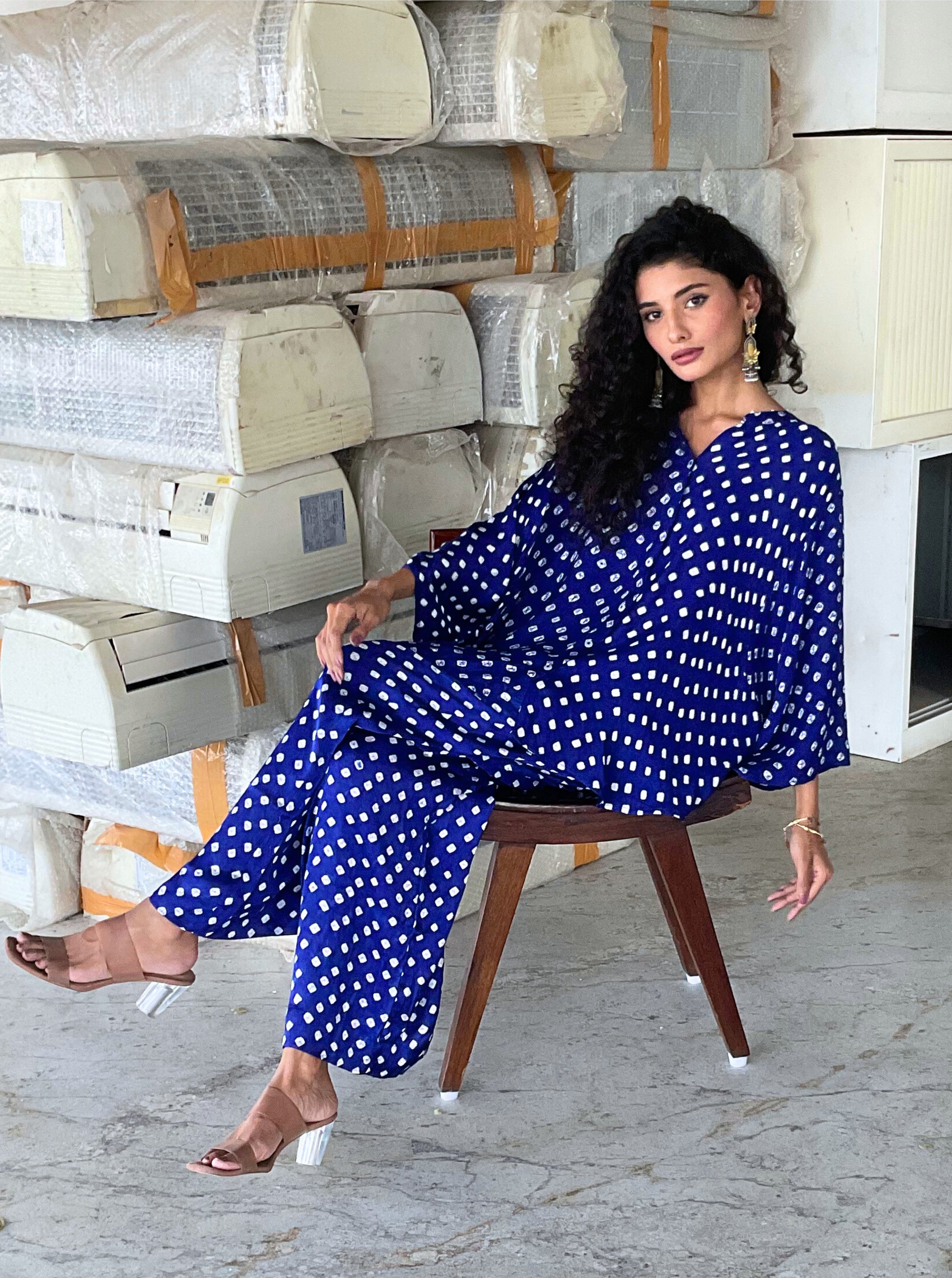 Blue bandhani Shirt & pant set