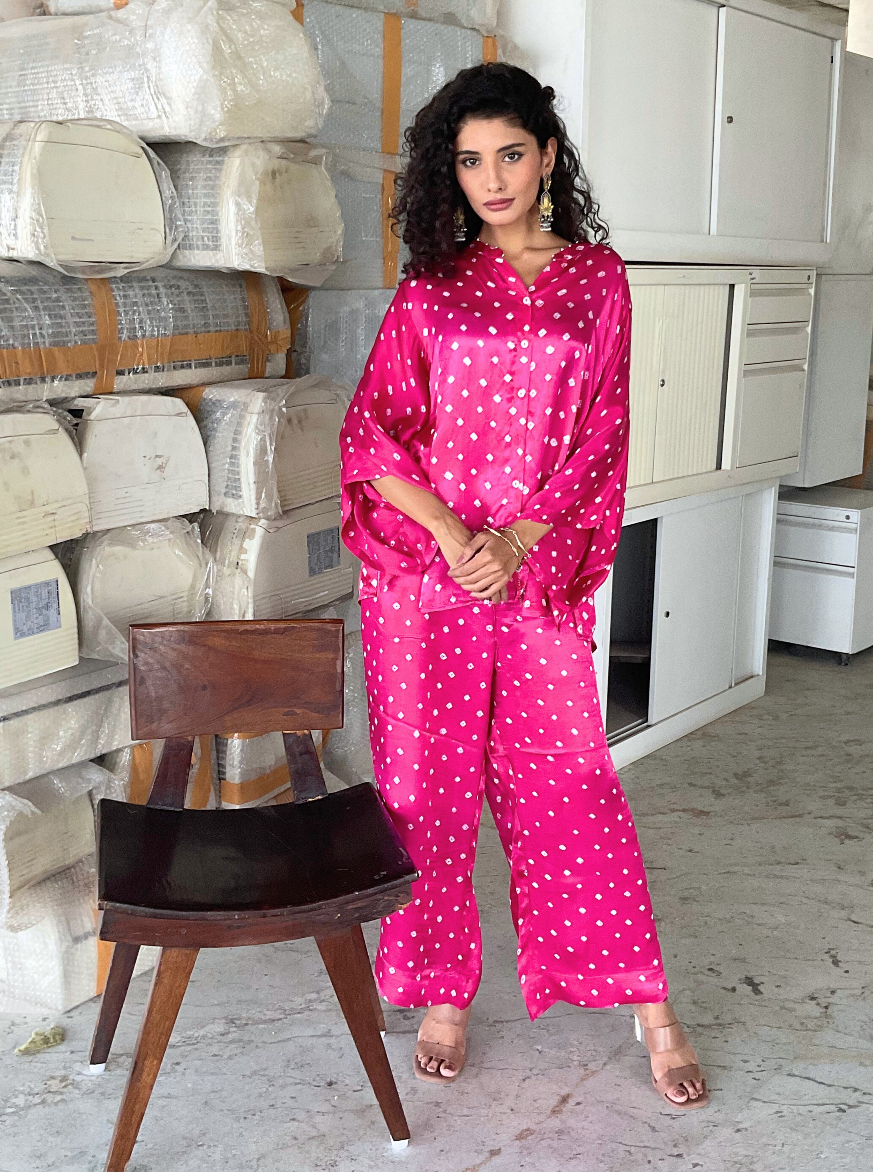 Pink bandhani Shirt & pant set