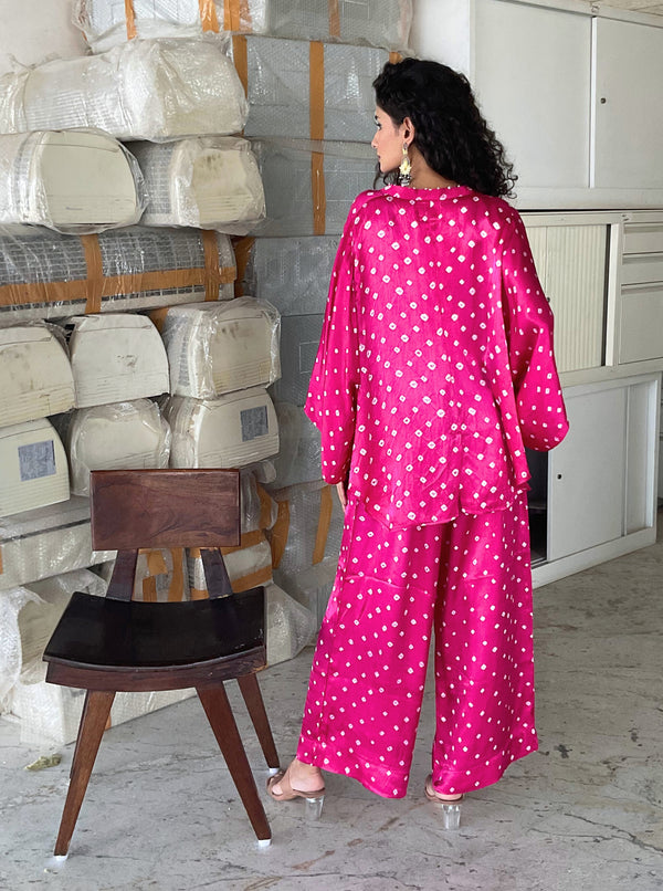 Pink bandhani Shirt & pant set