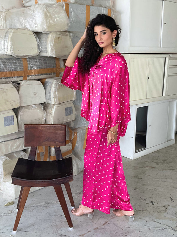 Pink bandhani Shirt & pant set