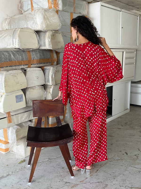 Red bandhani Shirt & pant set