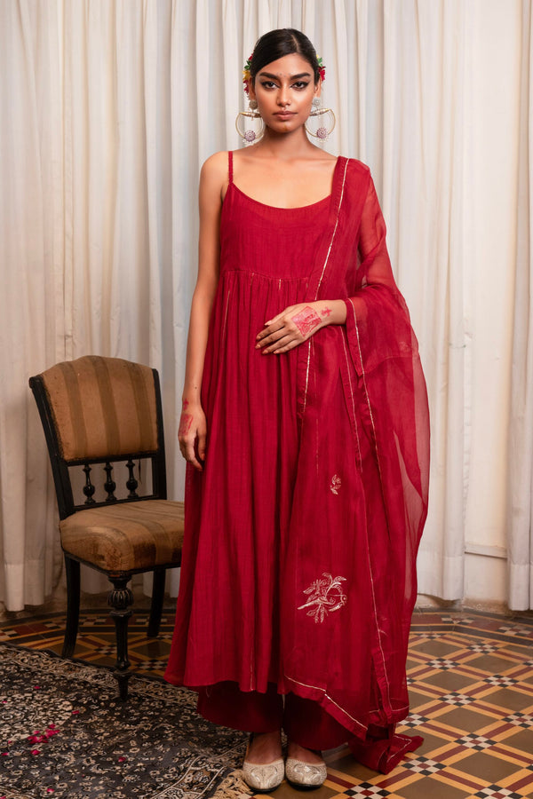Saanjh Kurta set - sindhoori "laal"