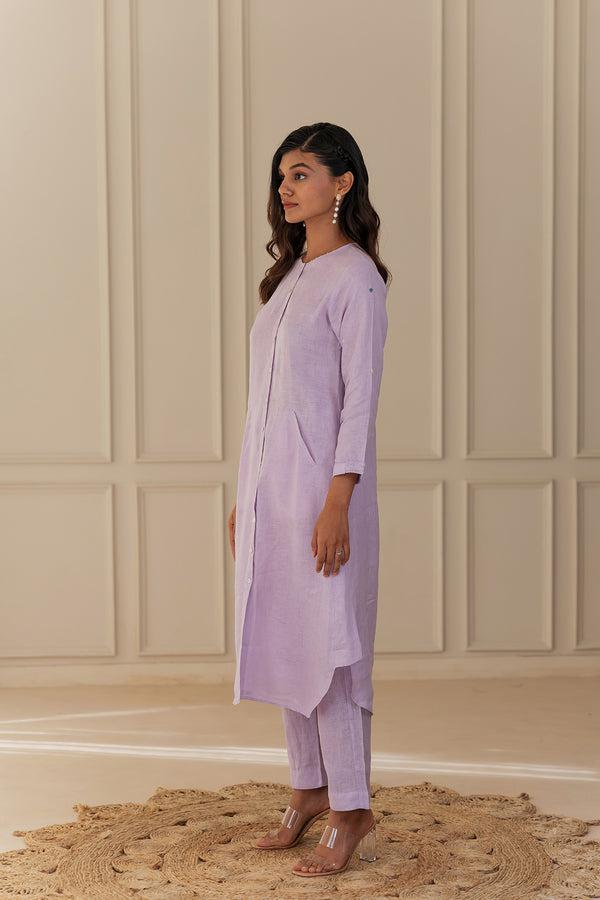 OLIVIA LINEN KURTA - Lilac