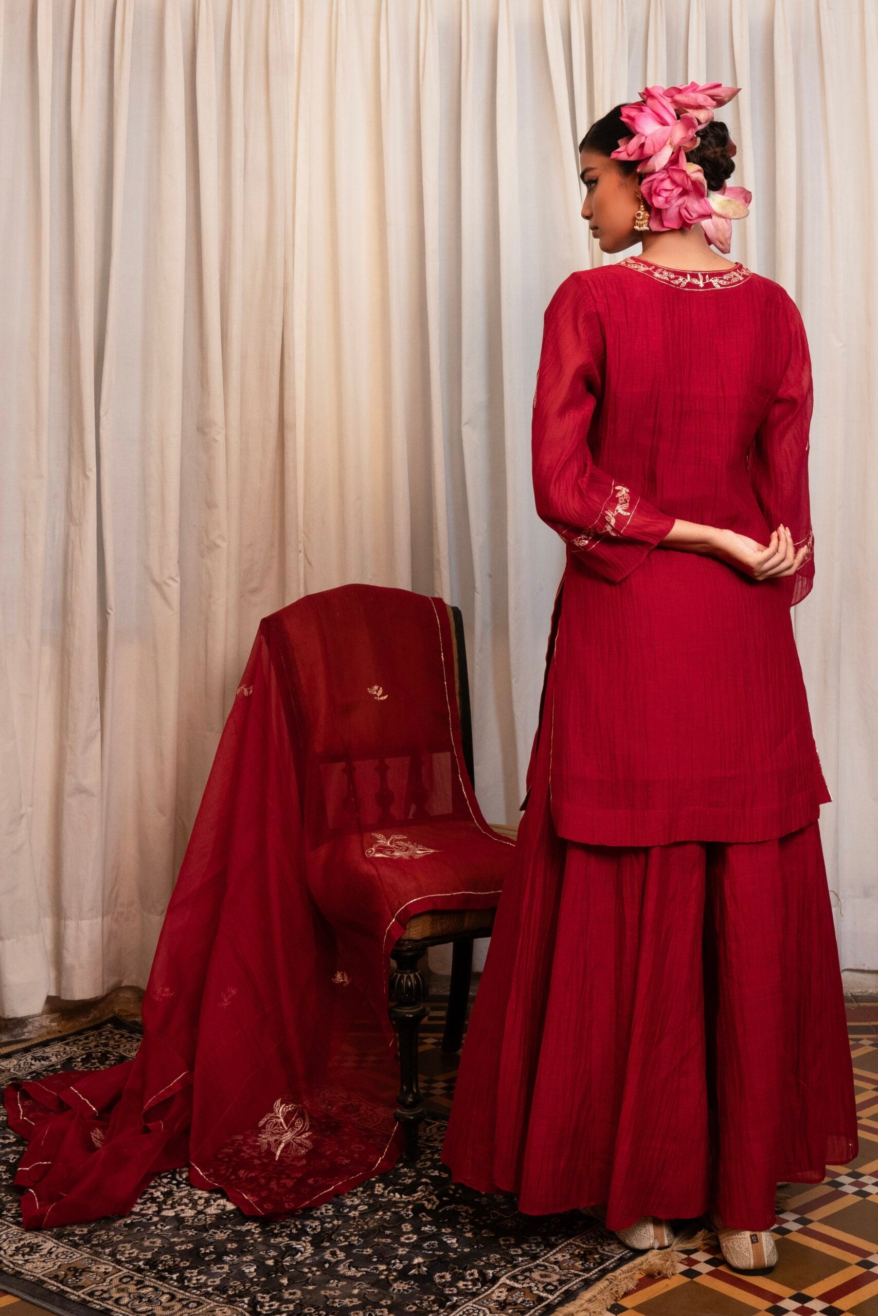Hiraman Sharara Kurta set - sindhoori "laal"