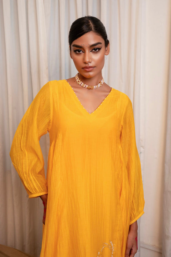 "Saaras" Dress- kesariya peela