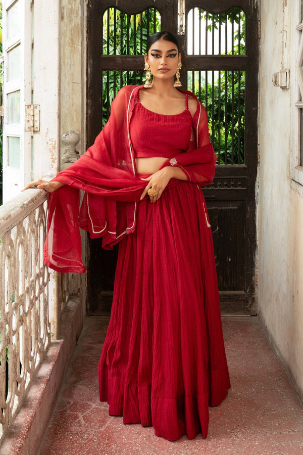 Ghoomar Lehenga - sindhoori Laal
