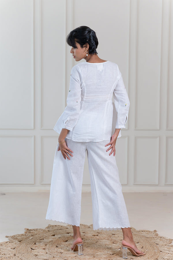 ACACIA LINEN TOP - White