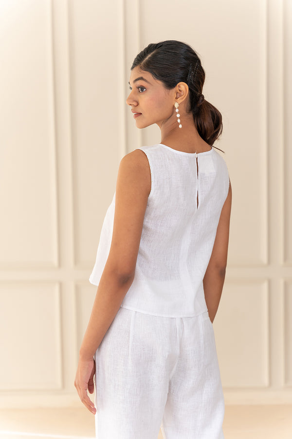 KYLIE LINEN TOP - White
