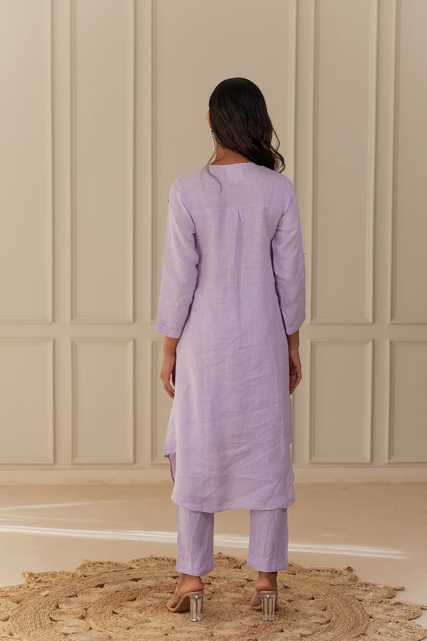 OLIVIA LINEN KURTA - Lilac