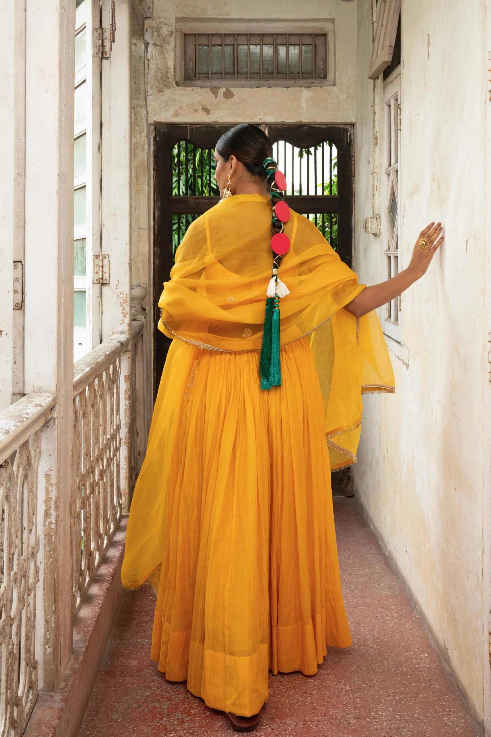 Ghoomar Lehenga - kesariya peela