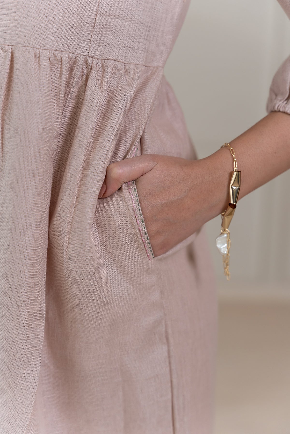 EVA LINEN DRESS - Beige