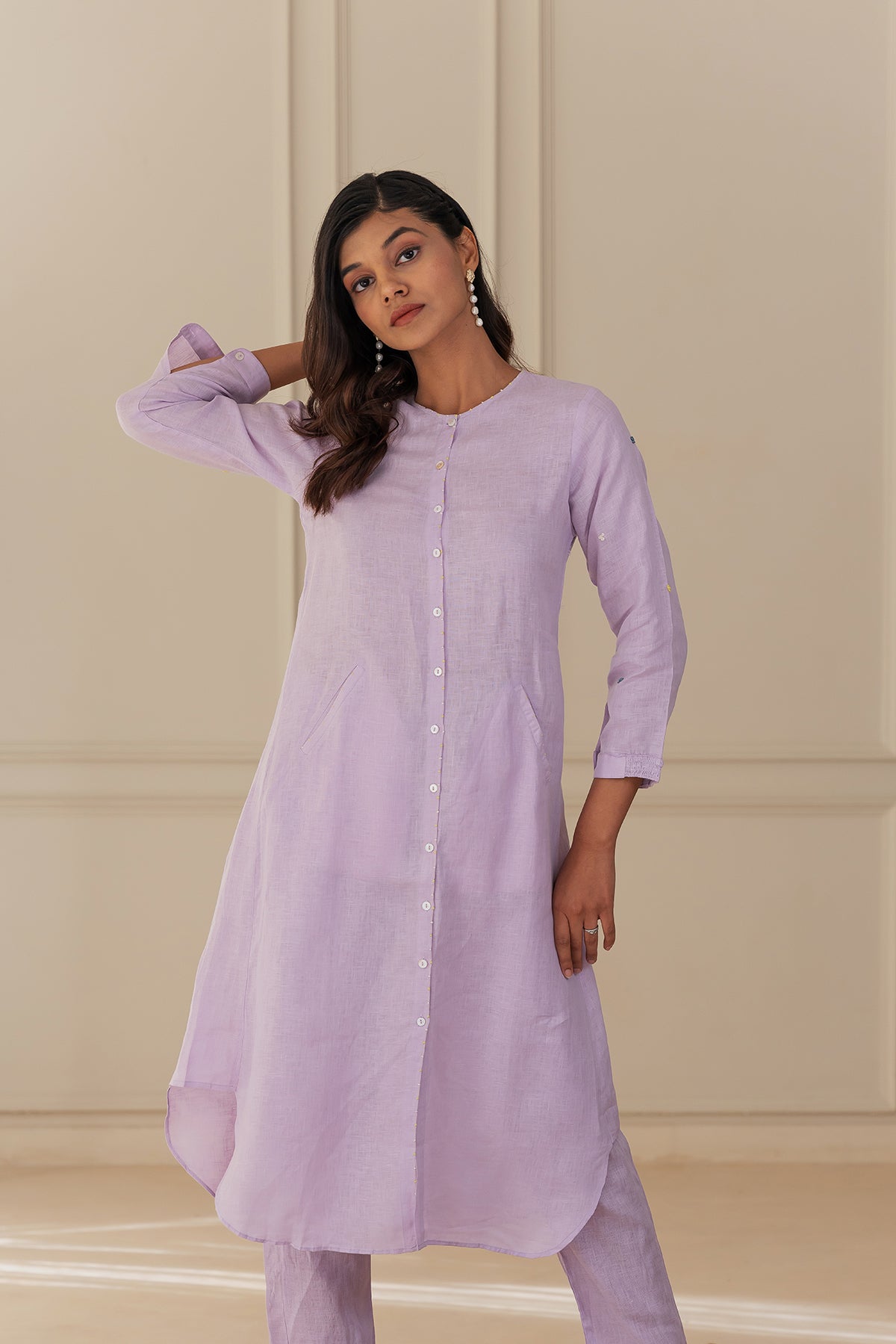 OLIVIA LINEN KURTA - Lilac