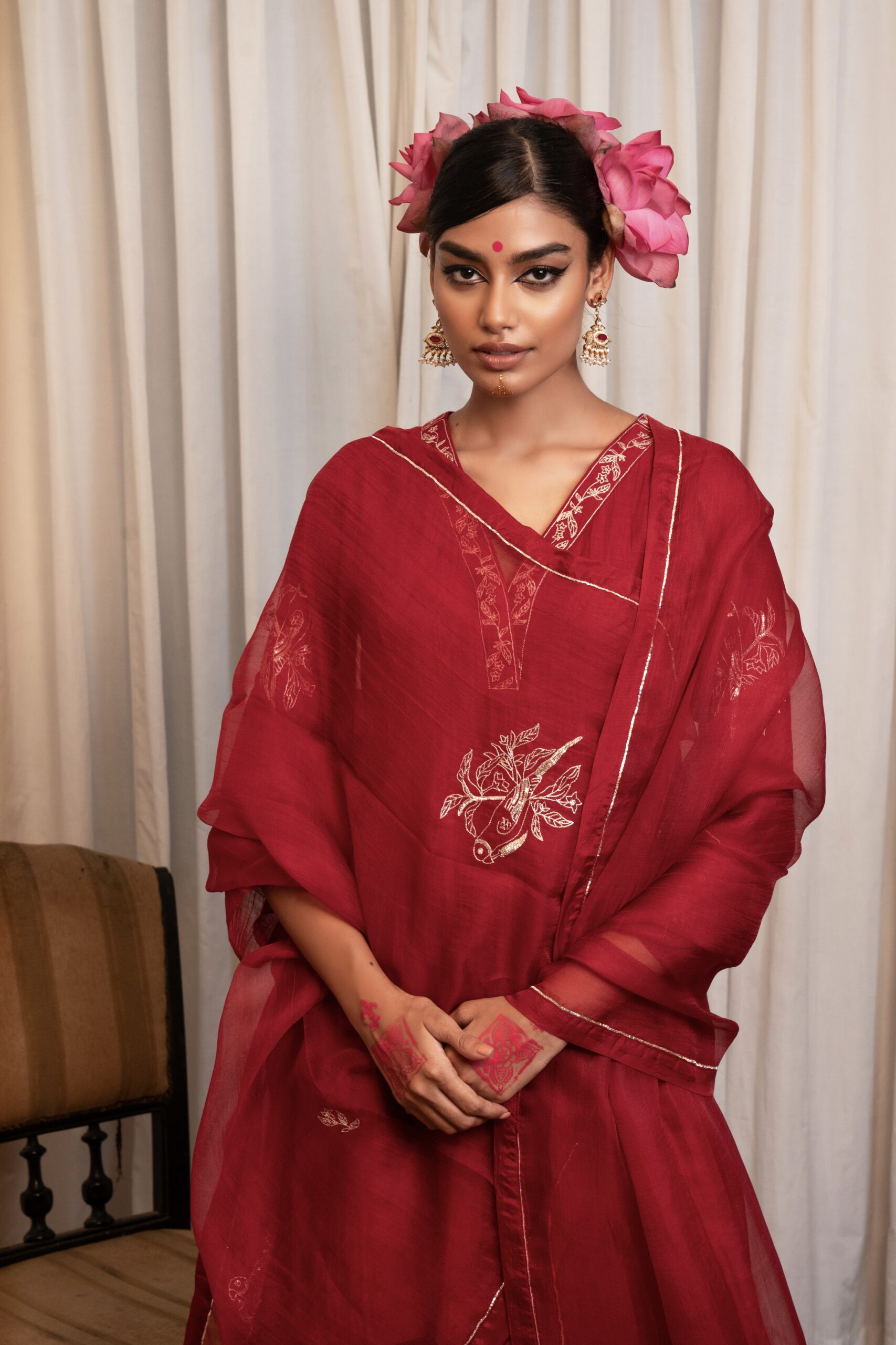 Hiraman Sharara Kurta set - sindhoori "laal"