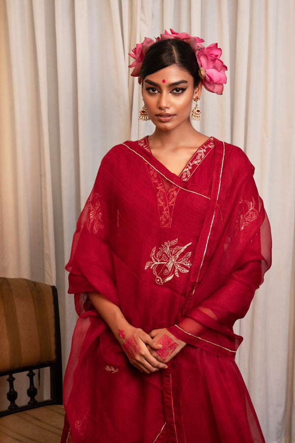 Hiraman Sharara Kurta set - sindhoori "laal"