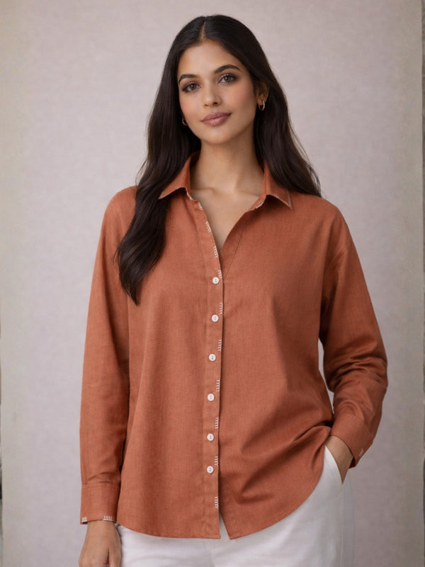 Short Sandra Shirt- Sand Brown
