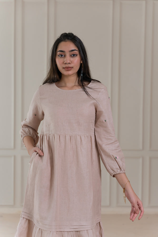 EVA LINEN DRESS - Beige