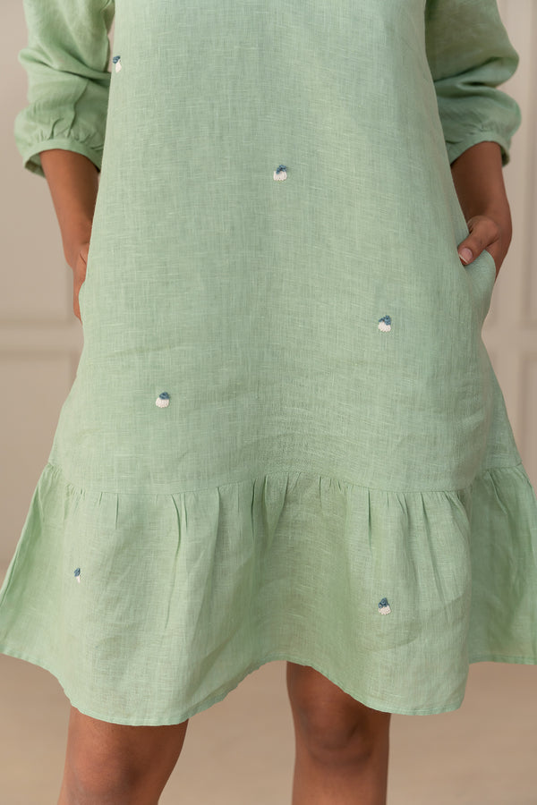 IVY LINEN DRESS - Pista