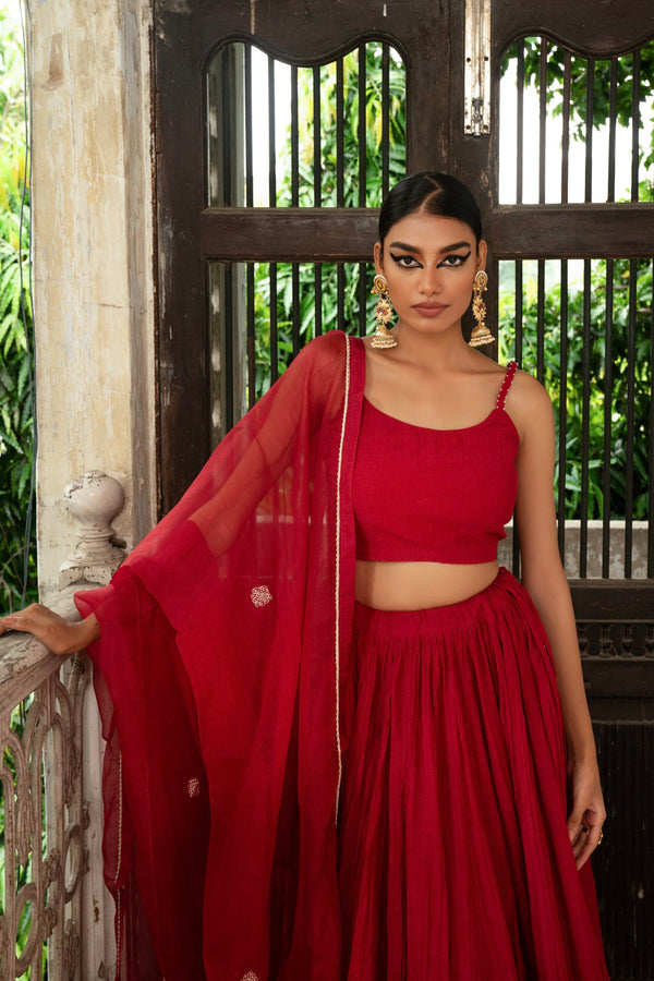 Ghoomar Lehenga - sindhoori Laal