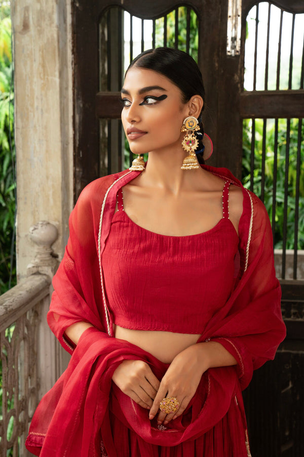 Ghoomar Lehenga - sindhoori Laal