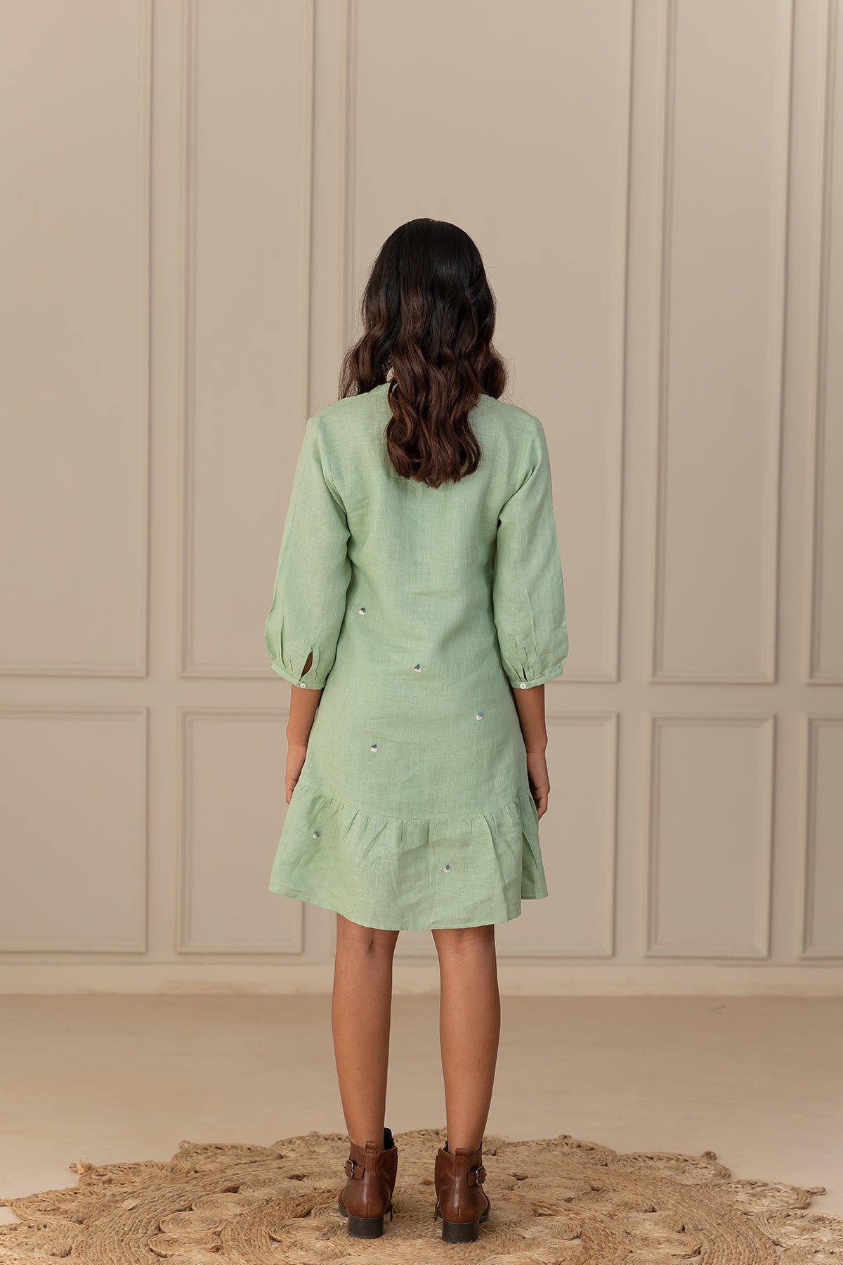 IVY LINEN DRESS - Pista