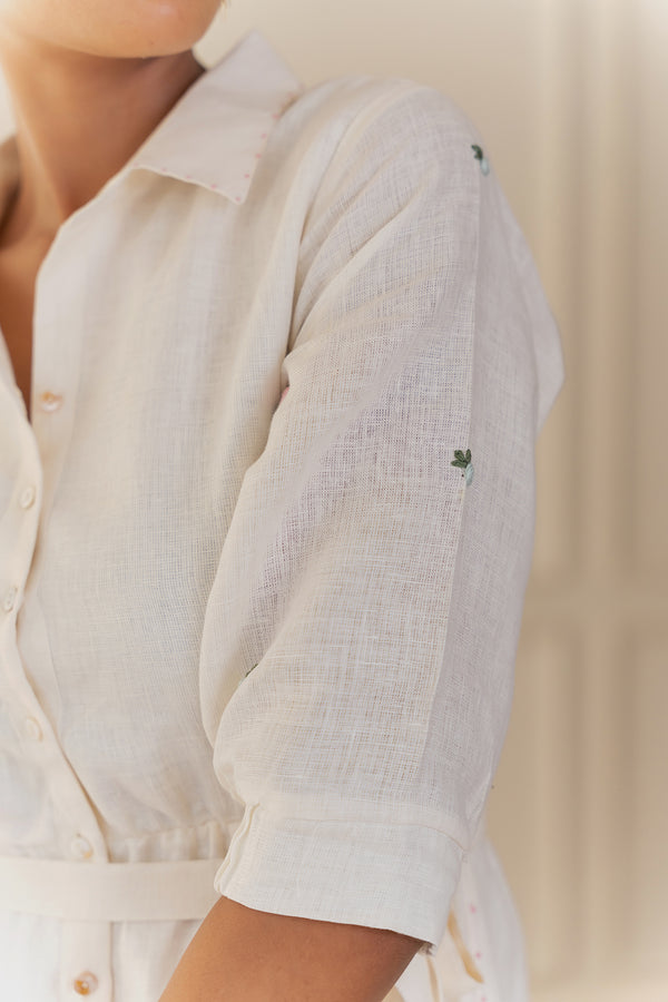 SARA LINEN KALI DRESS - Off white