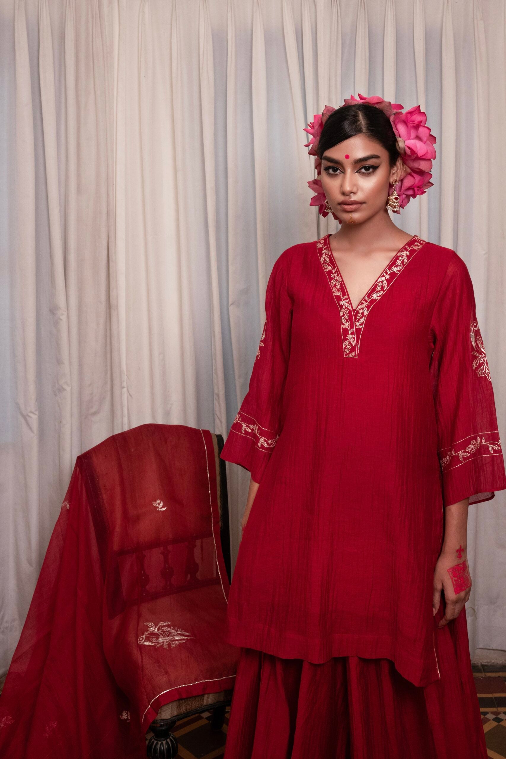 Hiraman Sharara Kurta set - sindhoori "laal"