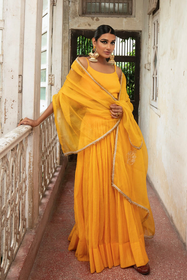 Ghoomar Lehenga - kesariya peela