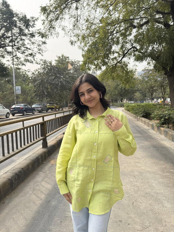 Stamp Sandra Shirt -Lime Green