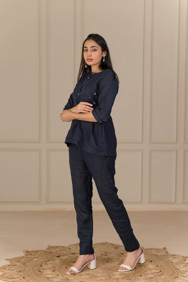 ACACIA LINEN TOP - Blue