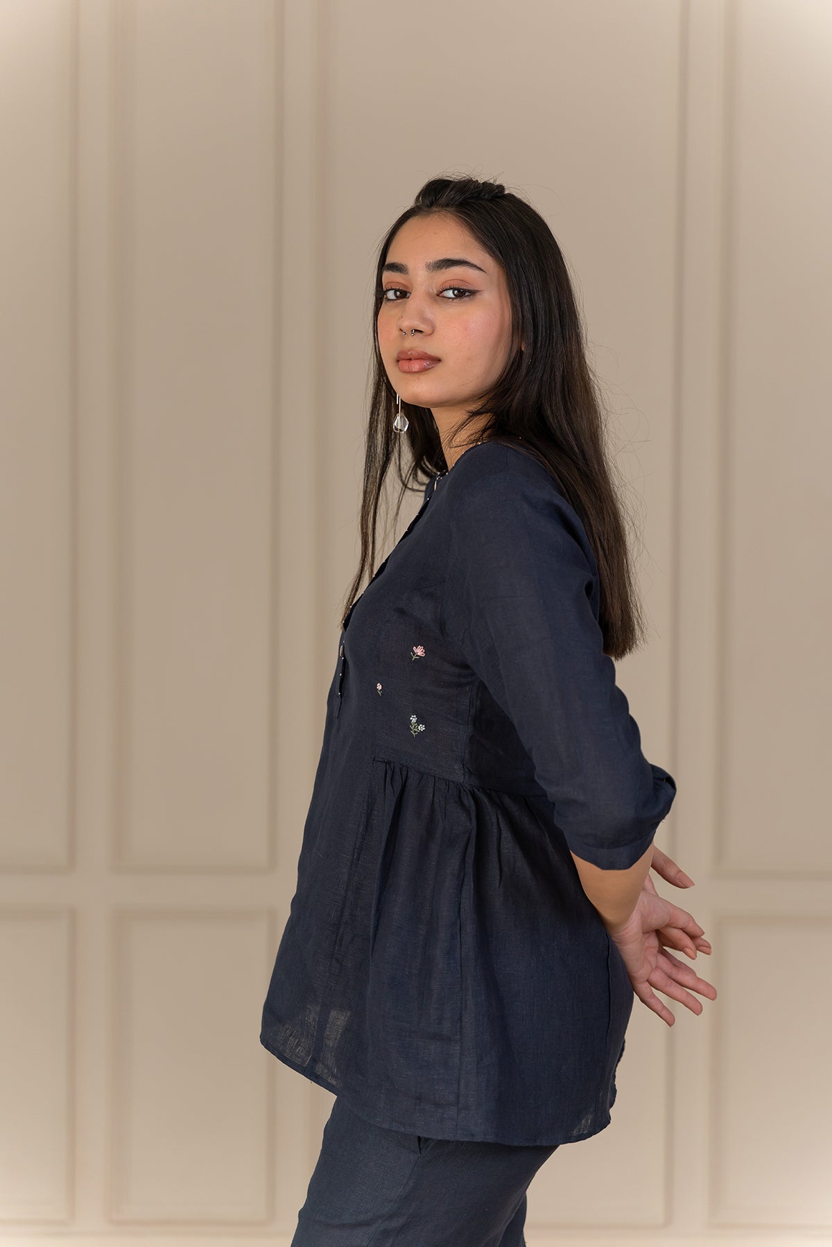 ACACIA LINEN TOP - Blue