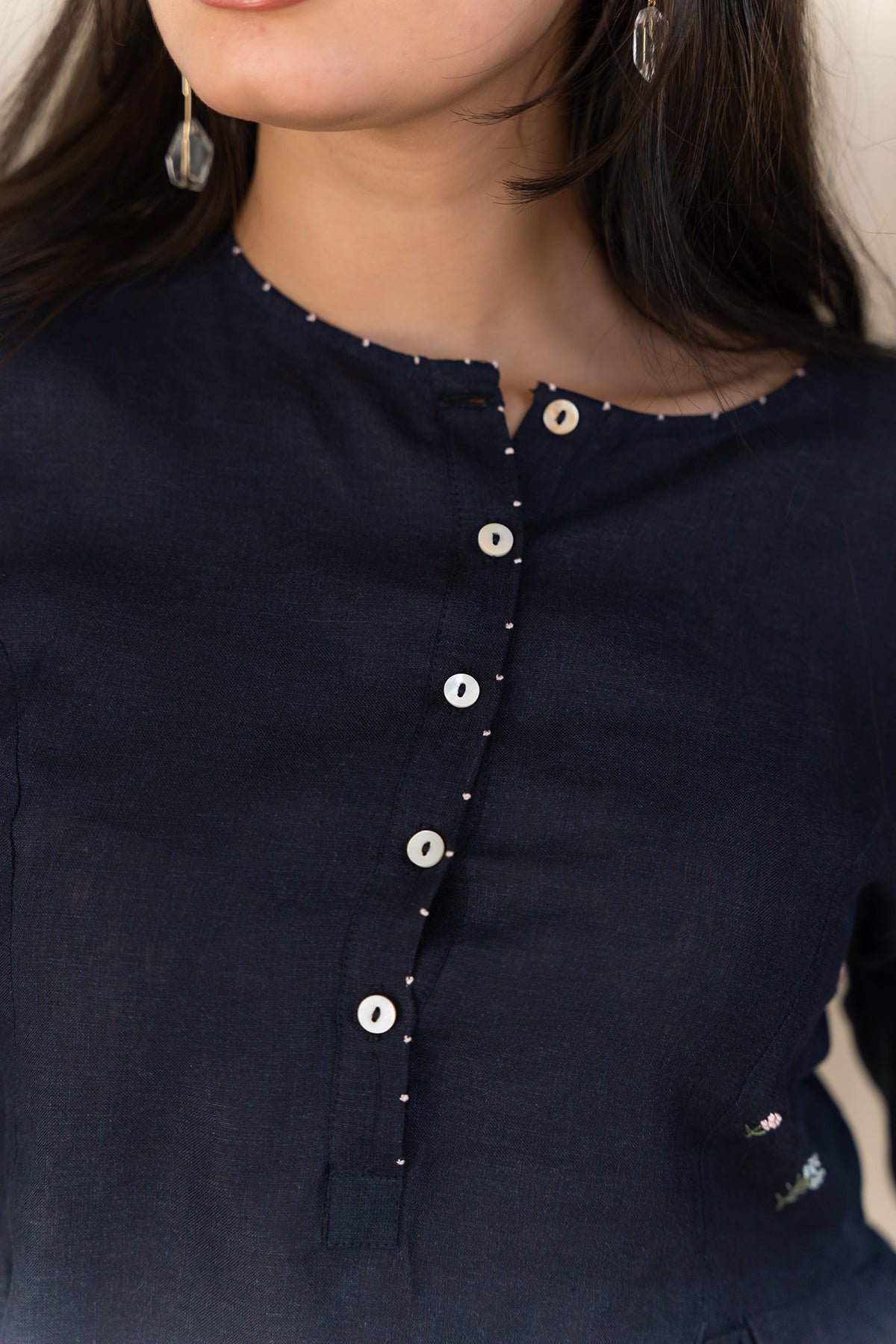 ACACIA LINEN TOP - Blue