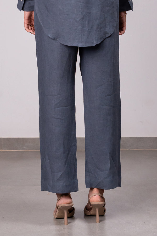 Alan Linen Tucks Pants – Charcoal Grey