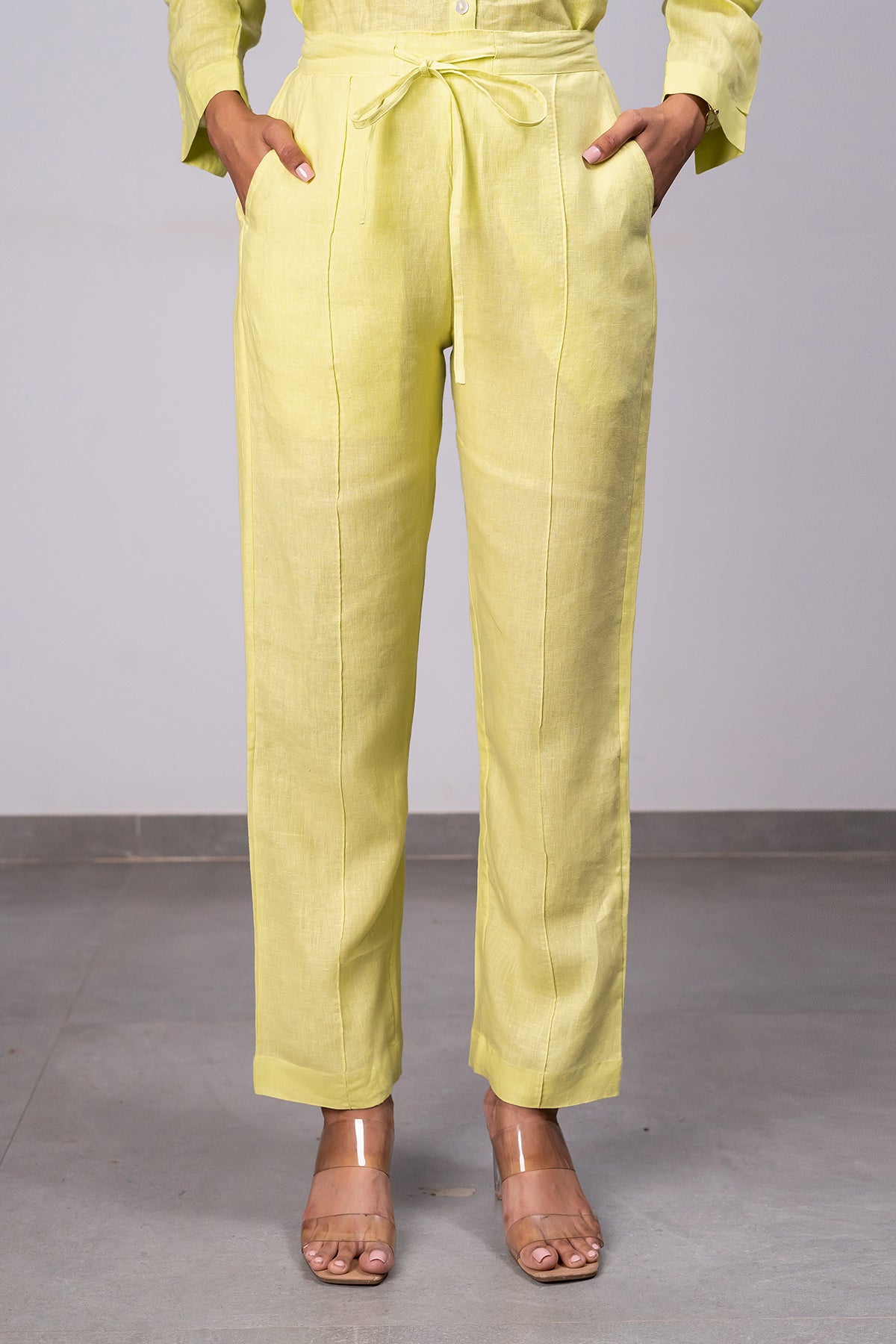 Alan Linen Tucks Pants – Lime