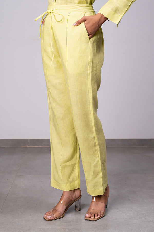 Alan Linen Tucks Pants – Lime