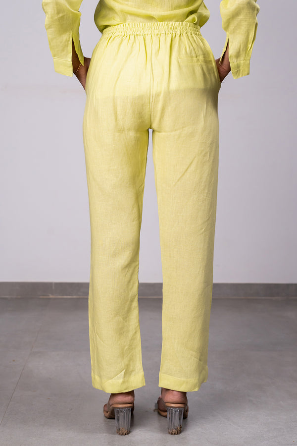 Alan Linen Tucks Pants – Lime