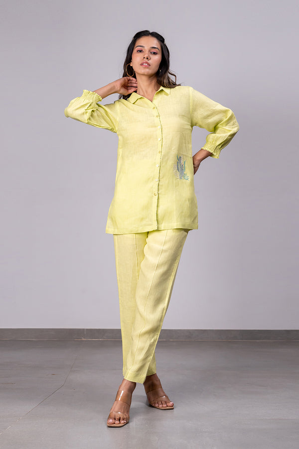 Alan Linen Tucks Pants – Lime