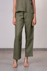 Alan Linen Tucks Pants - Olive Green